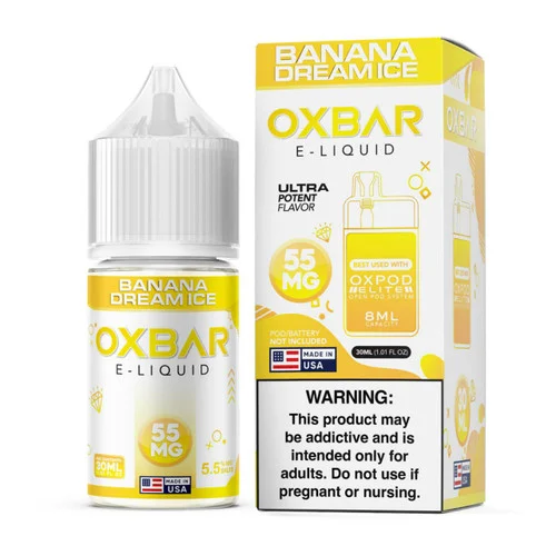 Pod x Oxbar Juice Salt Banana Dream Ice Tobacco Free Nicotine E-Juice 30ml - Image 2