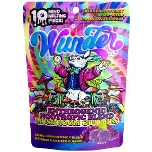 Wunder Entheogenic Nootropic Blend Ultra High Potency Mushroom Gummies 7500mg + 1500mg Kava Extract