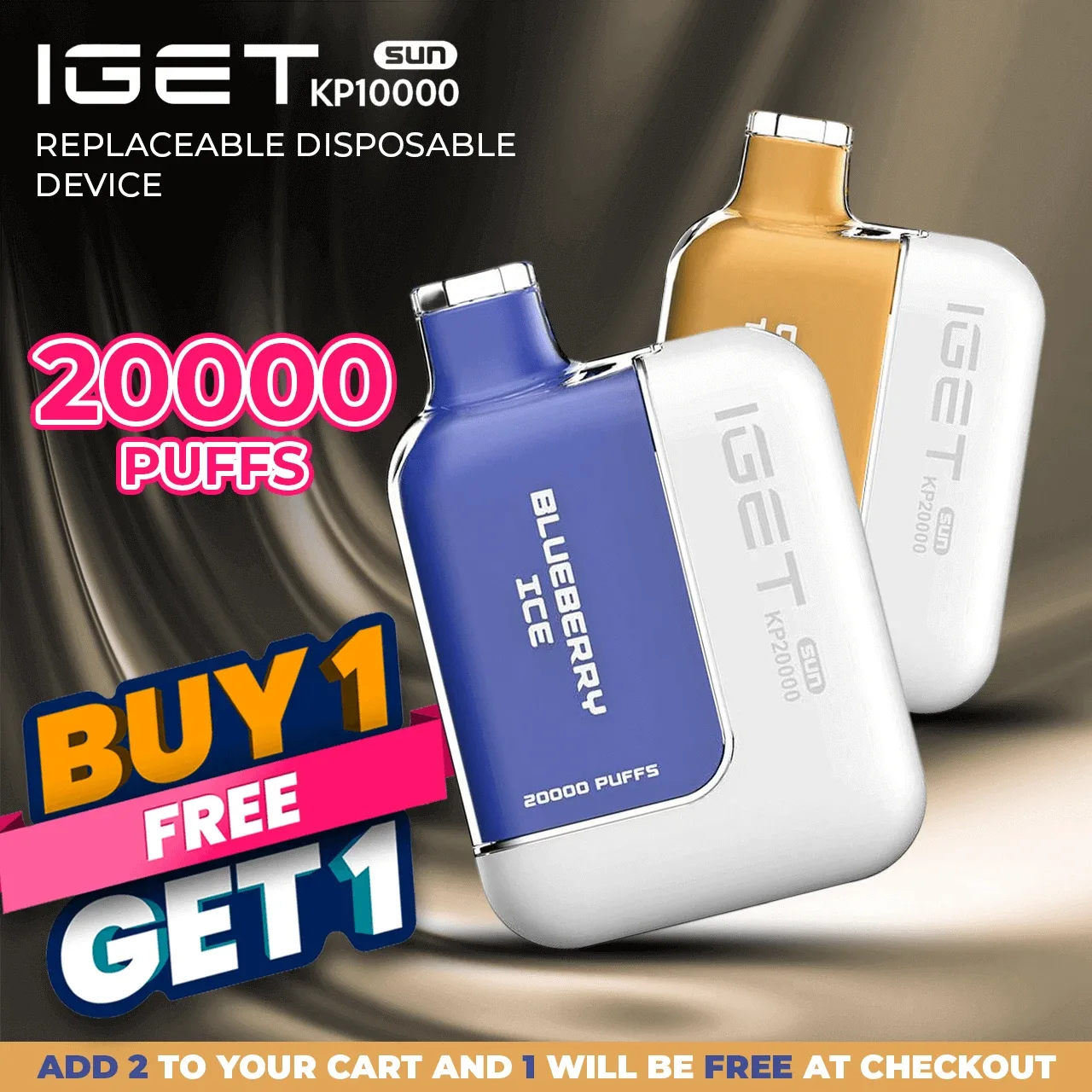 IGET Sun KP20000 Replaceable Disposable Device (20000 Puffs) - Buy 1 Get 1 Free