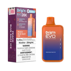 Peach Blue Razz Ice Drip’n by Envi EVO Series 28K – Disposable Vape