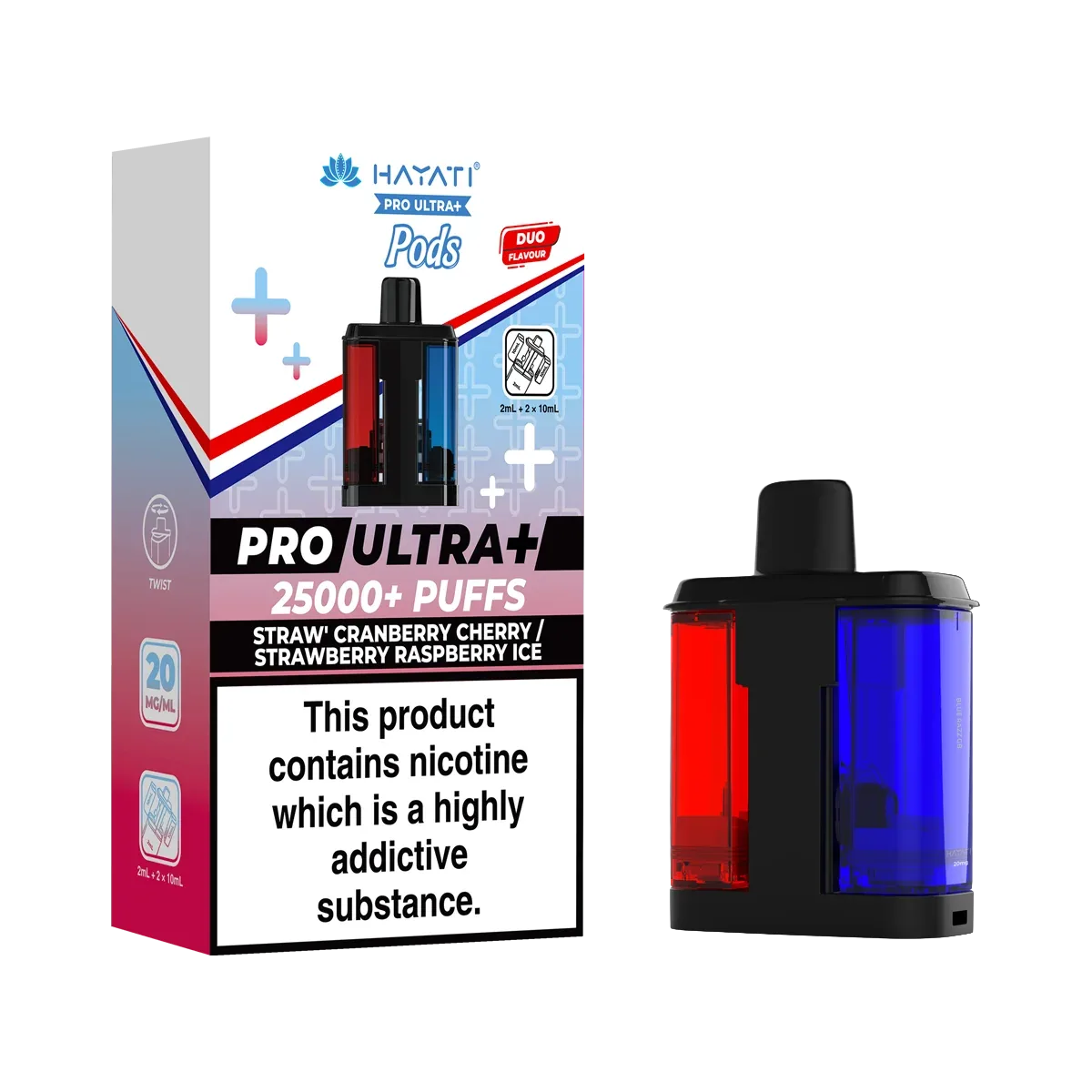 Straw' Cranberry Cherry / Strawberry Raspberry Ice Hayati Pro Ultra Plus Refill Pack