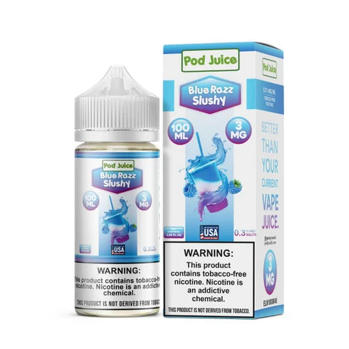 Pod Juice Blue Razz Slushy Tobacco Free Nicotine E-Juice 100ml - Image 2