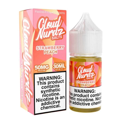 Cloud Nurdz Salts Strawberry Peach Synthetic Nicotine 30ml E-Juice - Image 2