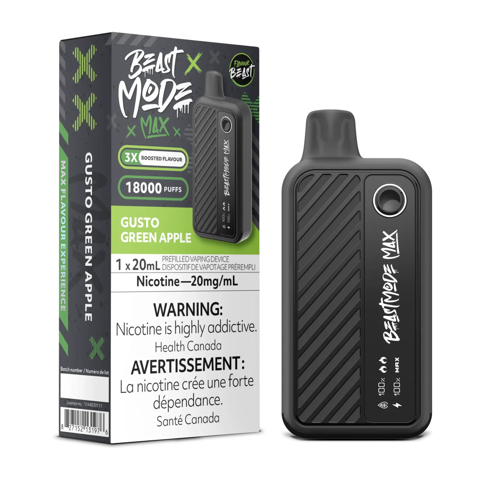 Gusto Green Apple Flavour Beast Mode Max – Disposable Vape