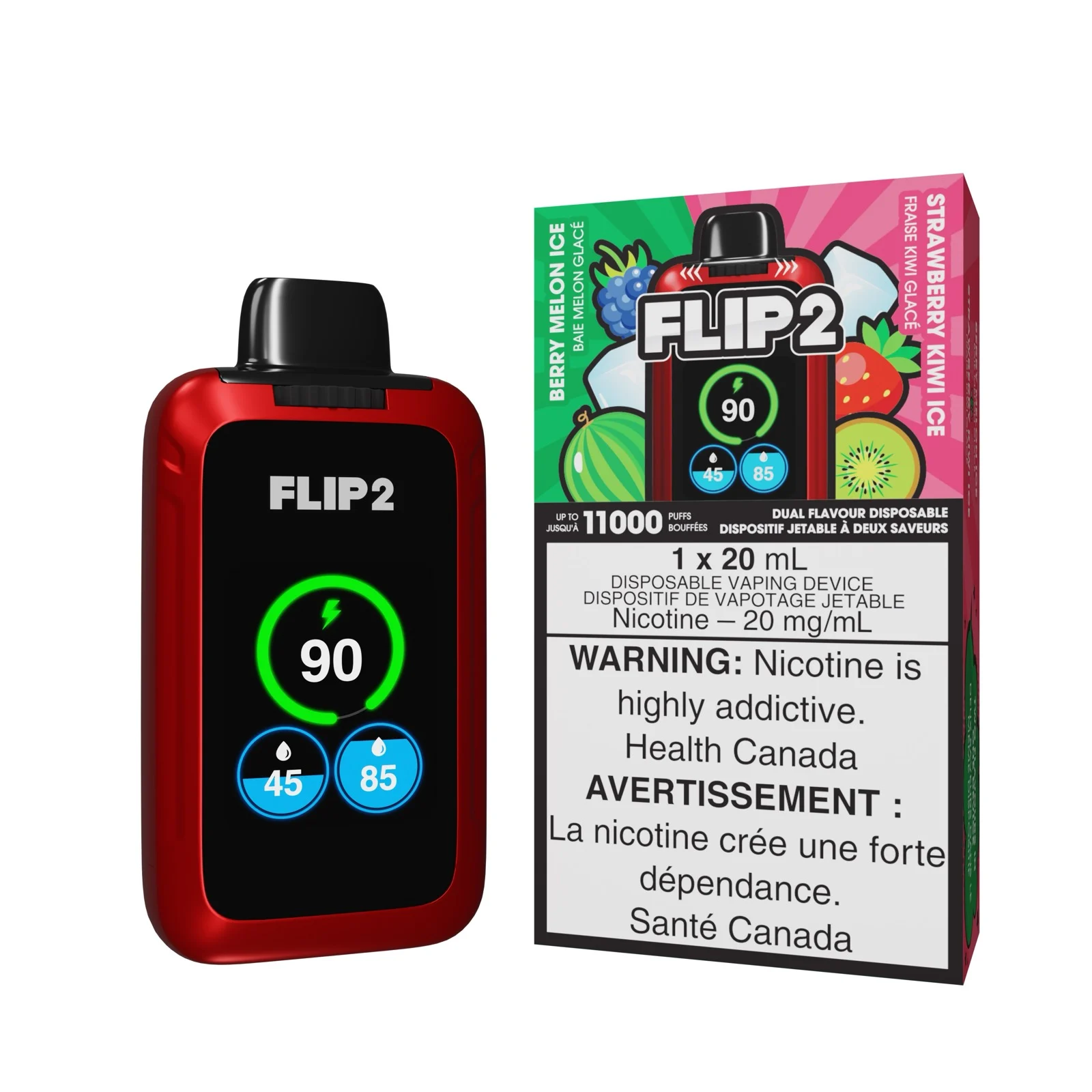 Berry Melon Ice and Strawberry Kiwi Ice Flip 2 – Disposable Vape