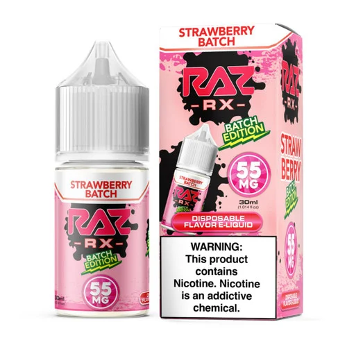 Pod Juice RX Raz Strawberry Batch Tobacco Free Nicotine 30ml Salt E-Juice - Image 2