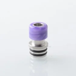 510 Drip Tip for RDA / RTA / RDTA Atomizer - Silver + Purple, Stainless Steel + Resin