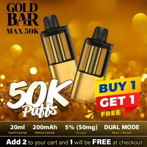 Gold Bar Max Pre-filled Nixodine Replacement Pod (50000 Puffs) - Buy 1 Get 1 Free