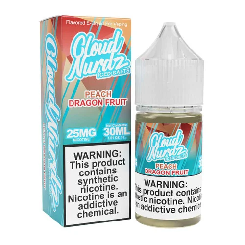 Cloud Nurdz Salts Iced Peach Dragonfruit Synthetic Nicotine 30ml E-Juice - Image 2