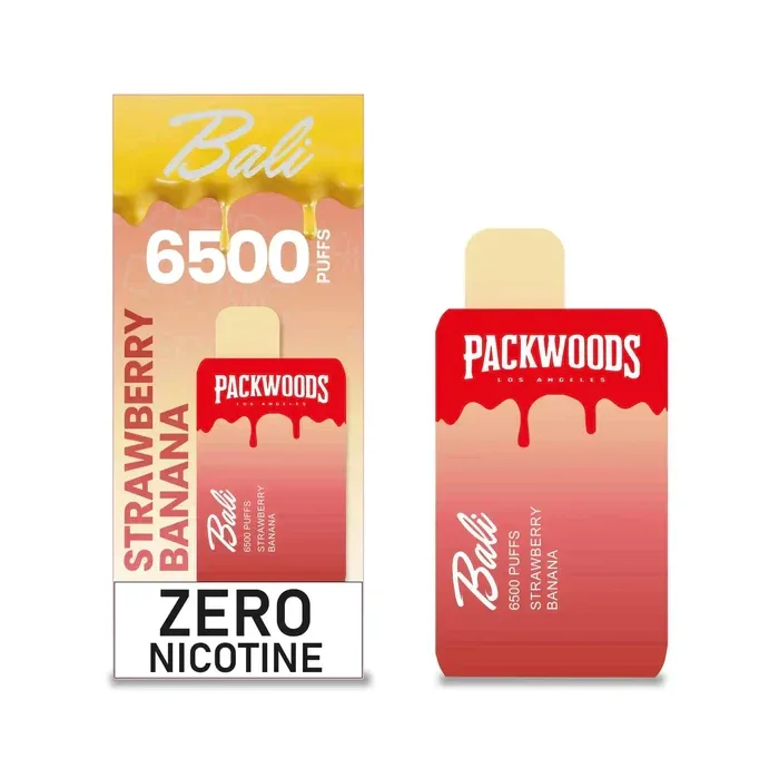 Packwoods+Bali Zero Nicotine Vape 6500 Puffs Disposable Kit 15ML Zero Nic Strawberry Banana