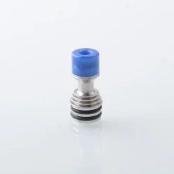 Four One Five 415 Tombo Giri Baby Style Short 510 Drip Tip - Silver + Blue, Stainless Steel + Resin