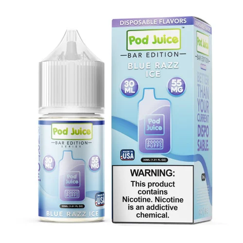 Pod Juice Salt PJ 5000 Series Blue Razz Ice Tobacco Free Nicotine E-Juice 30ml - Image 2