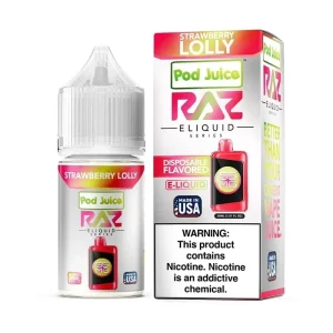 Pod Juice x RAZ Strawberry Lolly TFN Salt Vape Juice 30ml