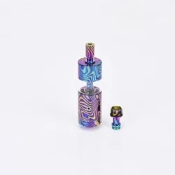 Flash 4.5S+ Style 22mm RTA Rebuildable Tank Atomizer - Stripe Pattern, Titanium + Stainless Steel, 22mm Diameter