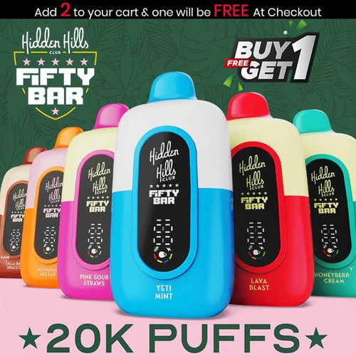 Hidden Hills x Fifty Bar Disposable (20000 Puffs) - Buy 1 Get 1 Free - Image 2