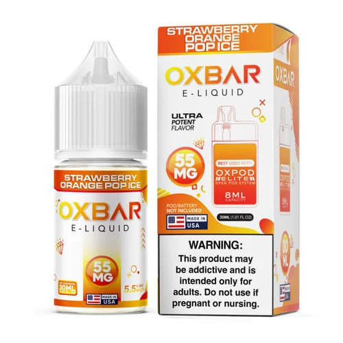 Pod x Oxbar Juice Salt Strawberry Orange Pop Ice Tobacco Free Nicotine E-Juice 30ml - Image 2