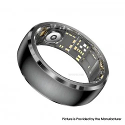 SY15 Smart Ring Health Monitor with Charging Case Heart Rate Blood Oxygen Sleep Tracking Finger Ring - Black, Size 7