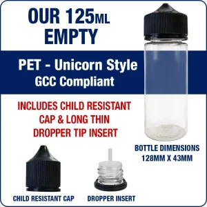 Empty Bottle - 125ml PET - Unicorn Style