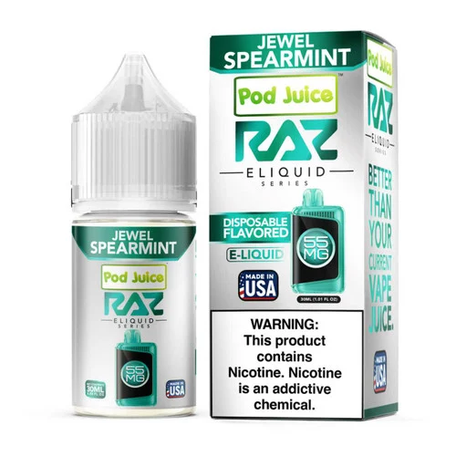 Pod Juice x RAZ Salt Jewel Spearmint Tobacco Free Nicotine E-Juice 30ml - Image 2
