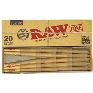 Raw 70/30 Single Size Cones (Pack of 1)-20COUNT Classic