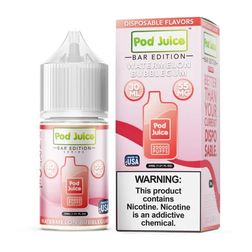 Pod Juice Salt PJ 5000 Series Watermelon Bubblegum Tobacco Free Nicotine E-Juice 30ml - Image 2