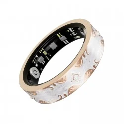 Smart Ring V10 Fitness Tracker with Heart Rate & Blood Oxygen Monitor Pearl white, Size 8