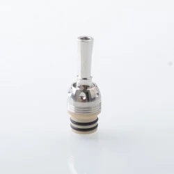 510 Drip Tip for RDA / RTA / RDTA Atomizer - Silver + Beige, 360 Degree Rotatable Mouthpiece, SS + PEEK