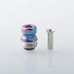 Rekavape Mission XV Mini Nuke V2 Style Boro BB Drip Tip Set for BB / Billet Boro Mod - Rainbow Splatter, Titanium + SS
