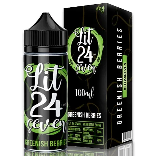 Lit 24 Seven Greenish Berries 100ml Shortfill (Short Date / Out of Date)
