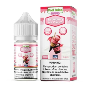 Pod Juice Salt Strawberry Ice Cream Tobacco Free Nicotine E-Juice 30ml