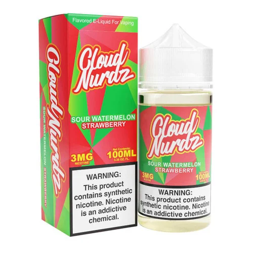 Cloud Nurdz Sour Watermelon Strawberry Synthetic Nicotine 100ml E-Juice - Image 2