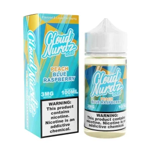 Cloud Nurdz Iced Peach Blue Razz Synthetic Nicotine 100ml E-Juice