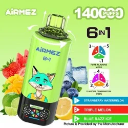 [Ships from EU-1 Warehouse] Authentic AiRMEZ Fox 6 in 1 140K Disposable Vape Kit - Strawberry Watermelon + Triple Melon