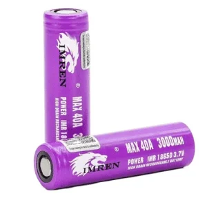 Imren 18650 (3000mah) Max40A Purple High Drain Rechargeable Battery (2 pack)