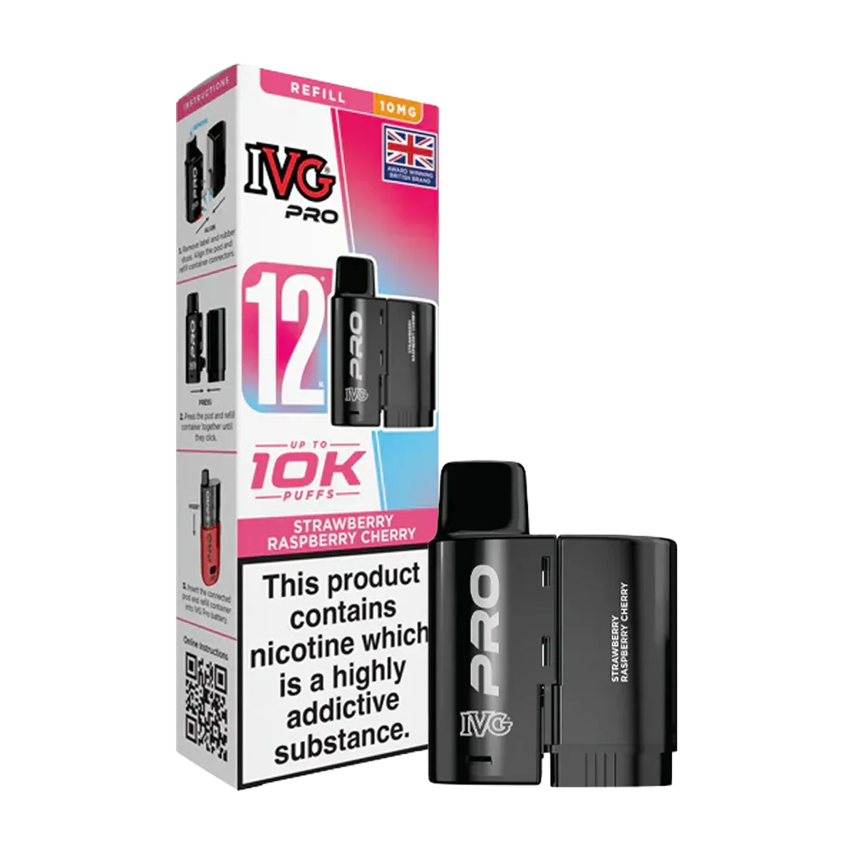 Strawberry Raspberry Cherry IVG Pro 12 Refill Pack - Image 2