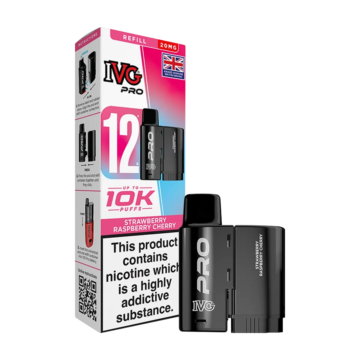 Strawberry Raspberry Cherry IVG Pro 12 Refill Pack