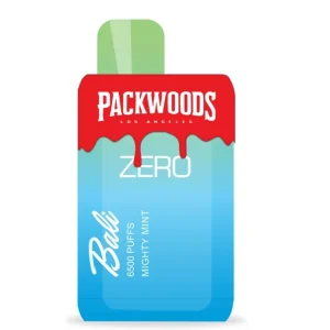 Packwoods+Bali Zero Nicotine Vape 6500 Puffs Disposable Kit 15ML Zero Nic Mighty Mint