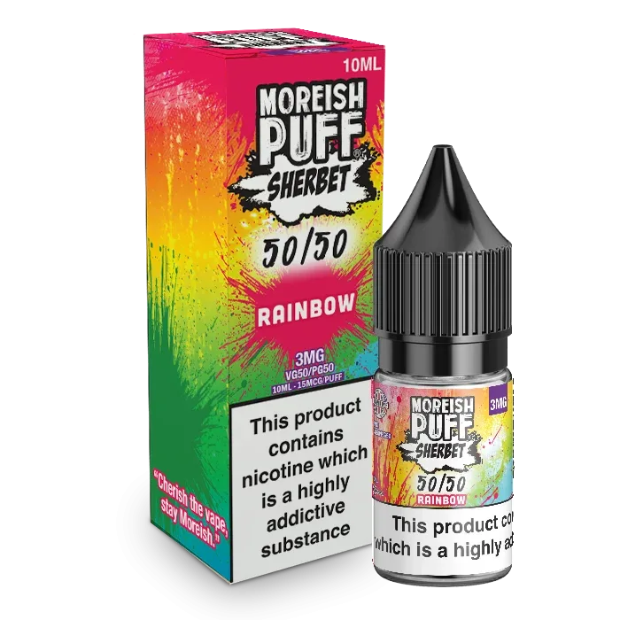 Moreish Puff Sherbet 50/50: Rainbow Sherbet 10ml E-Liquid