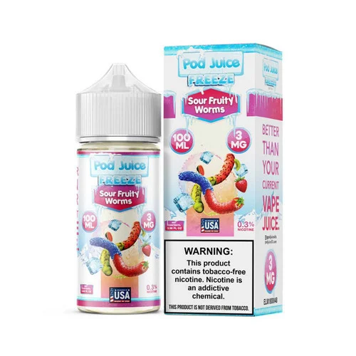 Pod Juice Sour Fruity Worms Freeze Tobacco Free Nicotine E-Juice 100ml - Image 2