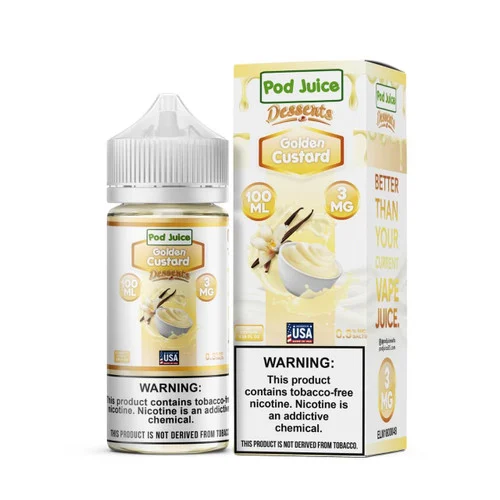 Pod Juice Golden Custard Tobacco Free Nicotine E-Juice 100ml - Image 2