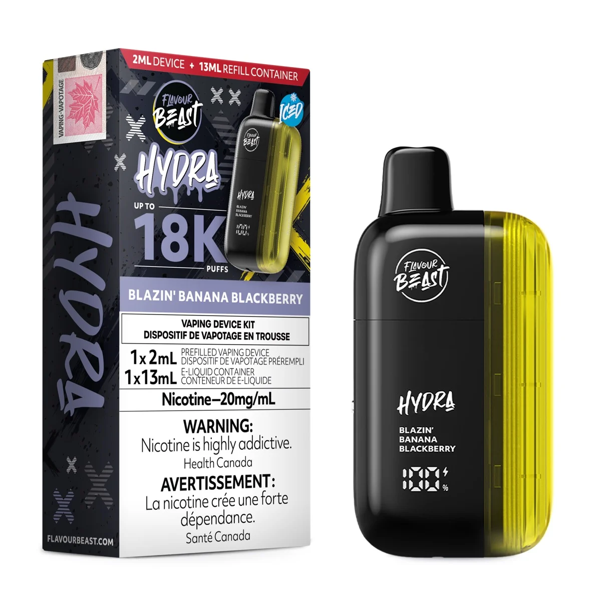 Blazin Banana Blackberry Flavour Beast Hydra 18K – Disposable Vape