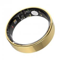 TK5 Smart Ring Health Tracker Waterproof Heart Rate Blood Oxygen Sleep Monitor with Charging Case - Gold, Size 9