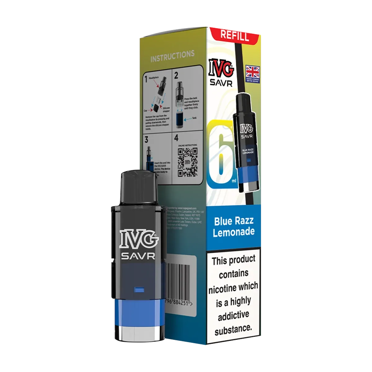 Blue Razz Lemonade IVG SAVR Refill Pack
