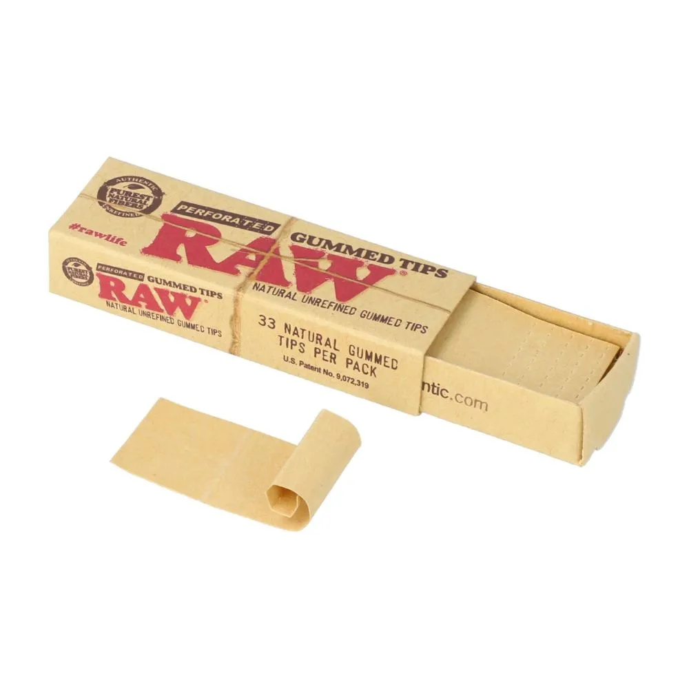 RAW Perforated Gummed Tips 33ct – Unbleached Pre-Rolled Filters for Custom Rolls - Image 2