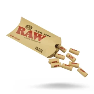 RAW Wide Pre-Rolled Tips 21ct – Unbleached Natural Filters for King-Size Rolls