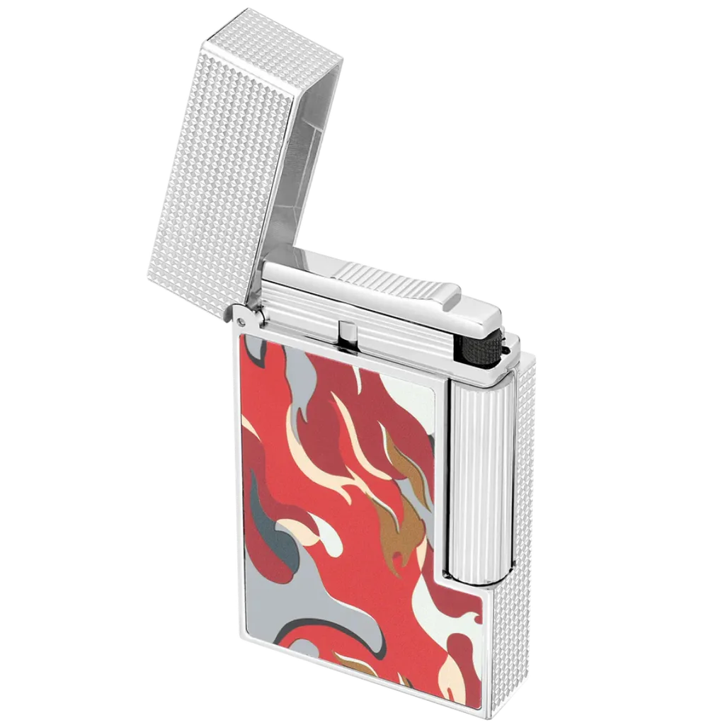 S.T. Dupont Ligne 2 Lighter – Microdiamond Head Red Camo Lacquer - Image 2