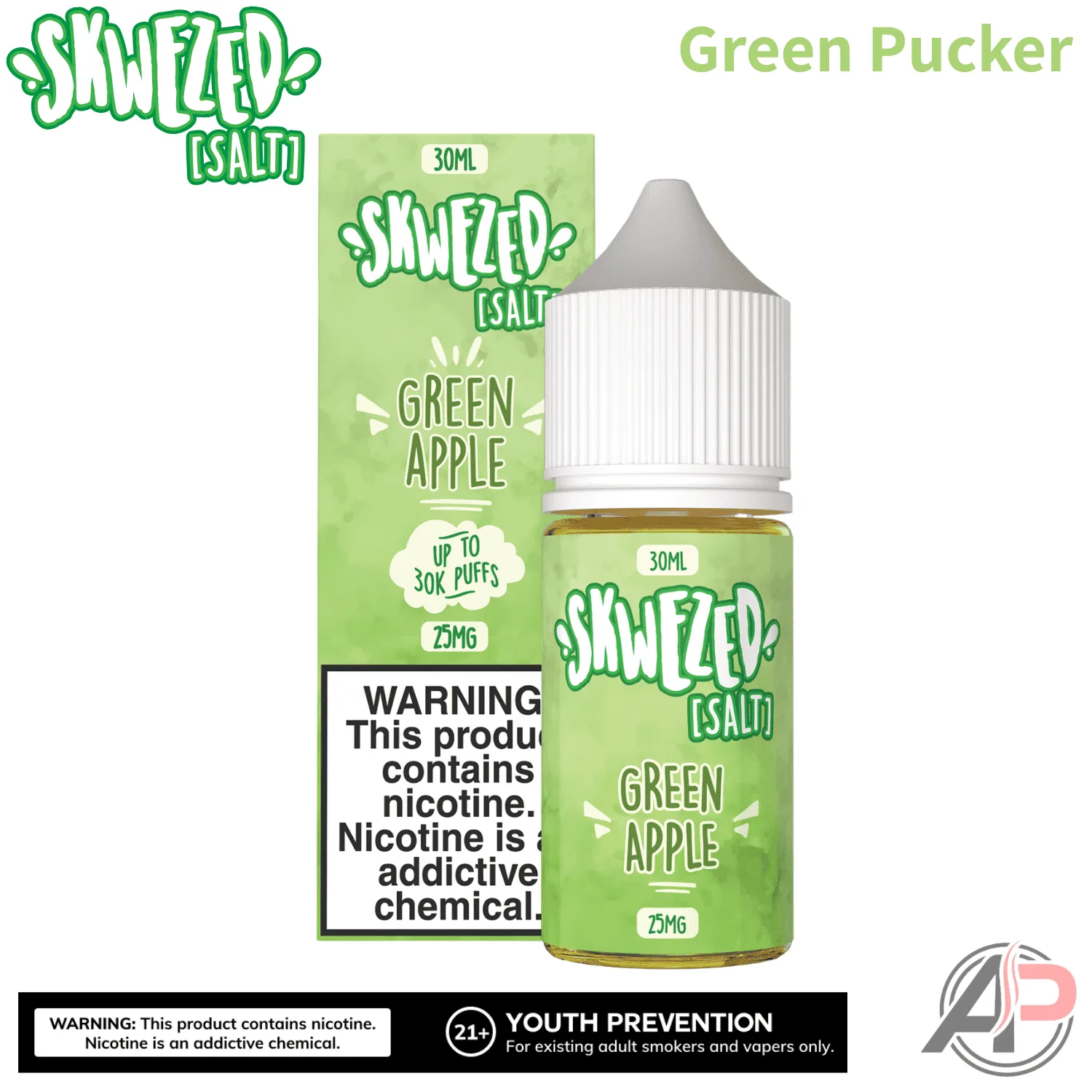 Skwezed Green Apple Green Pucker Salt Nicotine 30mL - Image 2