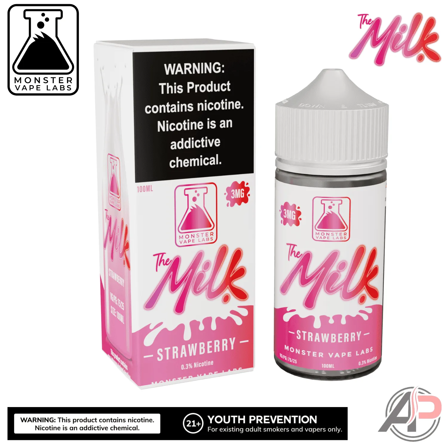 The Milk Strawberry E-Liquid By Monster Vape Labs 100mL