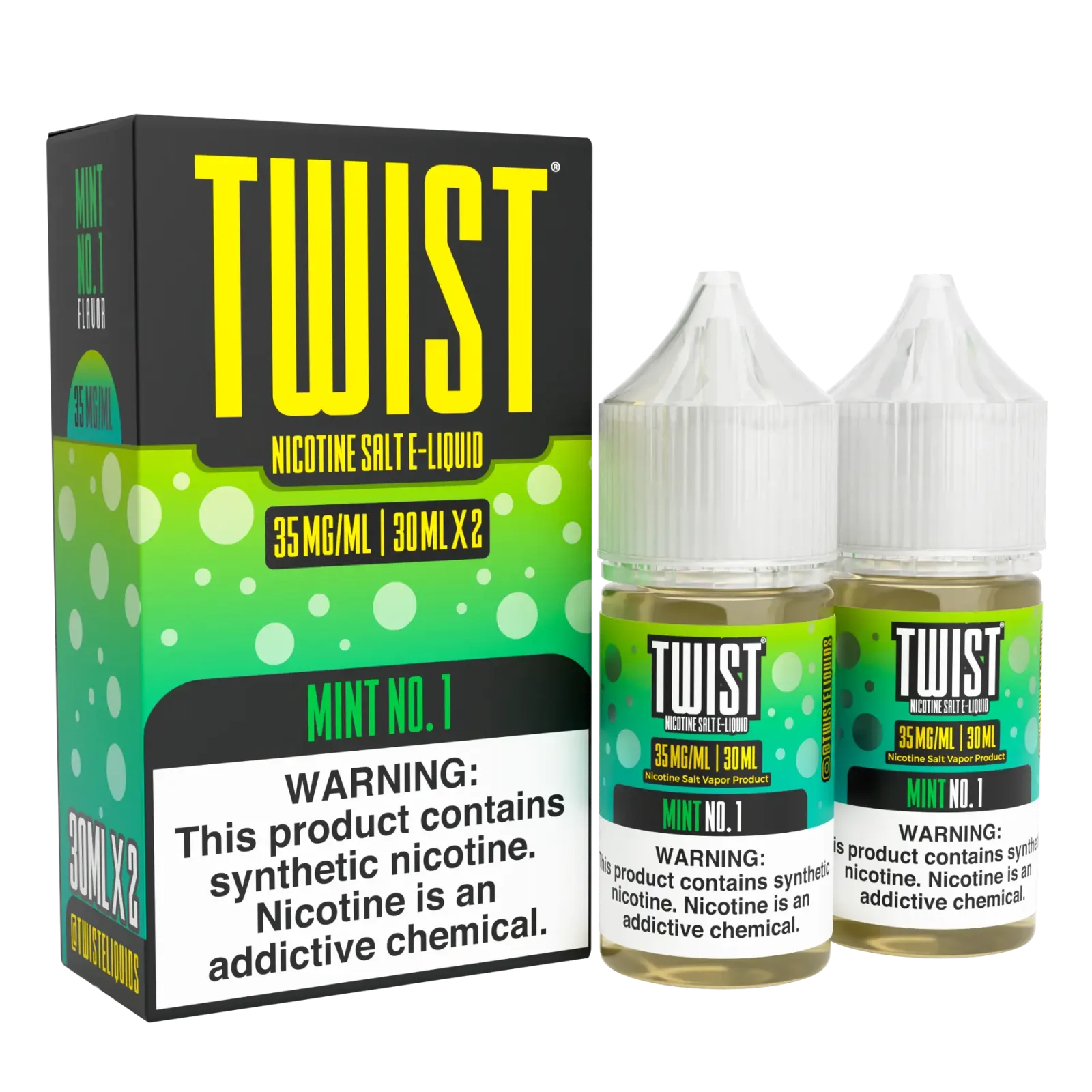 TWIST Nicotine Salt E-Liquid – Mint No.1 – 60ML E-Liquid (Twin 30ML Pack)