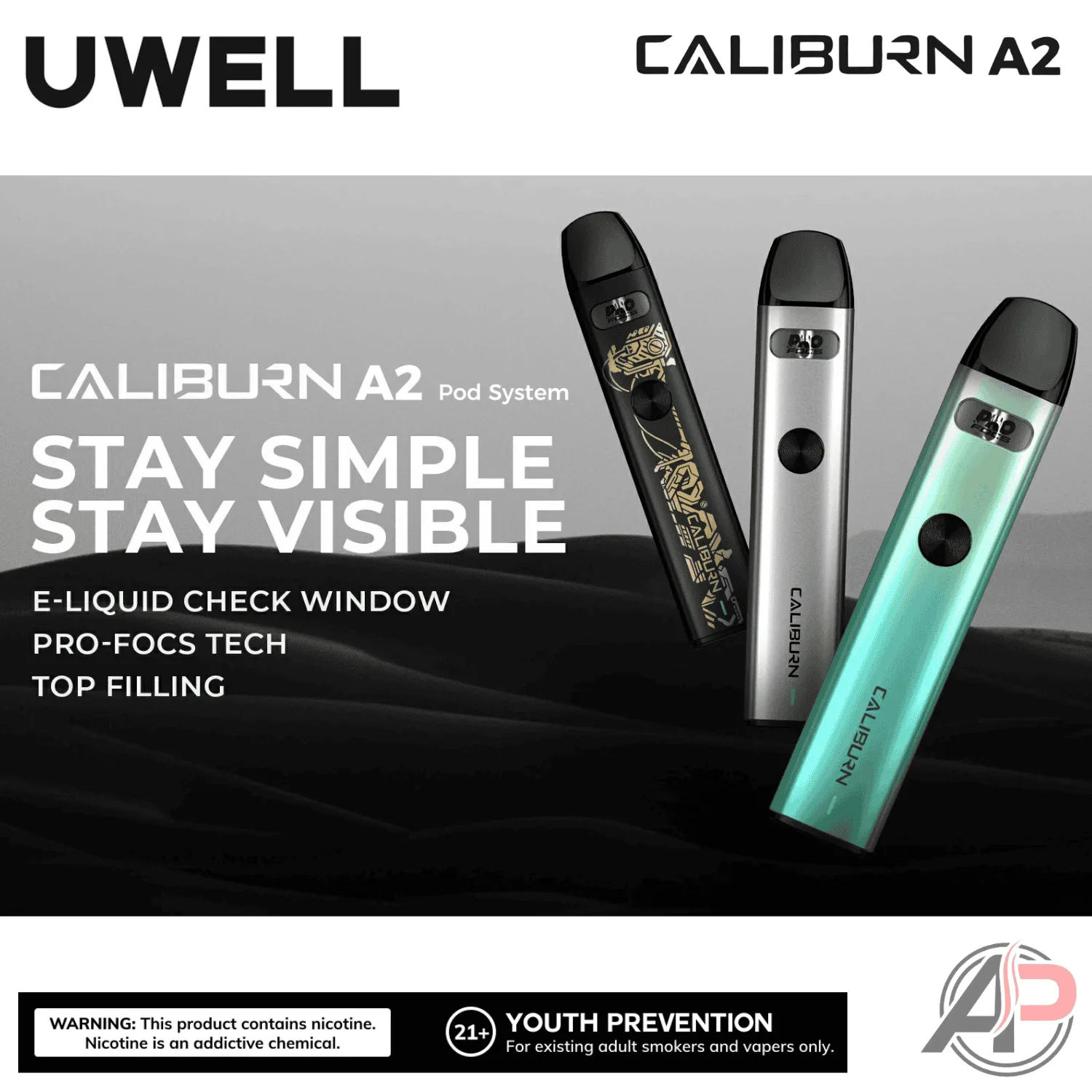 Uwell Caliburn A2 15W Pod System Starter Kit Device - Image 2